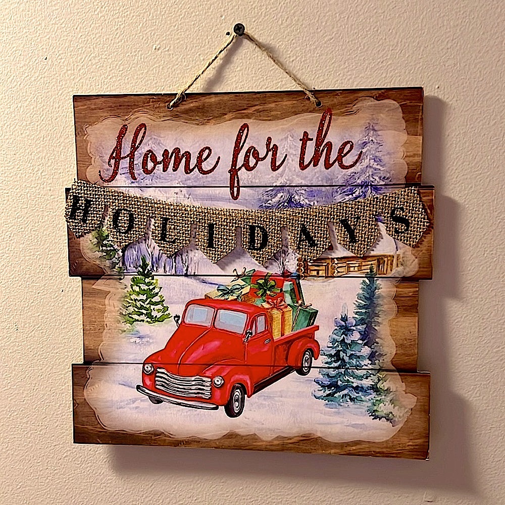 🔴 CLEARANCE 🏷️ SET OF 2 🎄 CHRISTMAS RED TRUCK WALL OR DOOR HANGING HOLIDAY DECOR - Picture 5 of 13